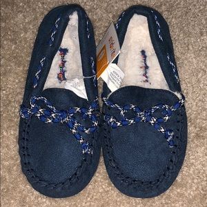 Stride Rite Boys Navy Moccasin Slippers (9/10)